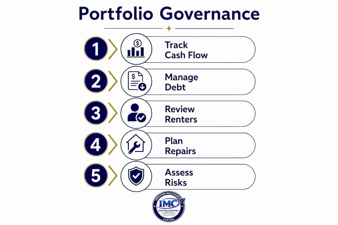 Infographic illustrating key portfolio governance steps