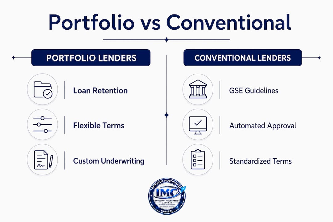 Comparison infographic of portfolio vs conventional loans