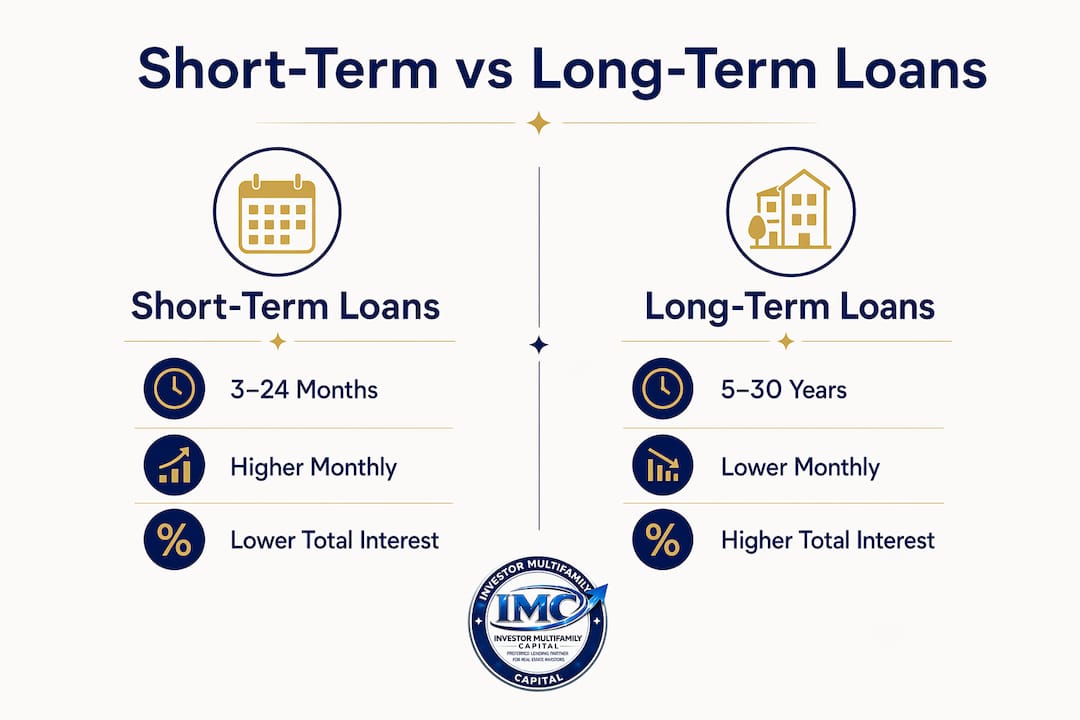 Infographic comparing short-term and long-term loans