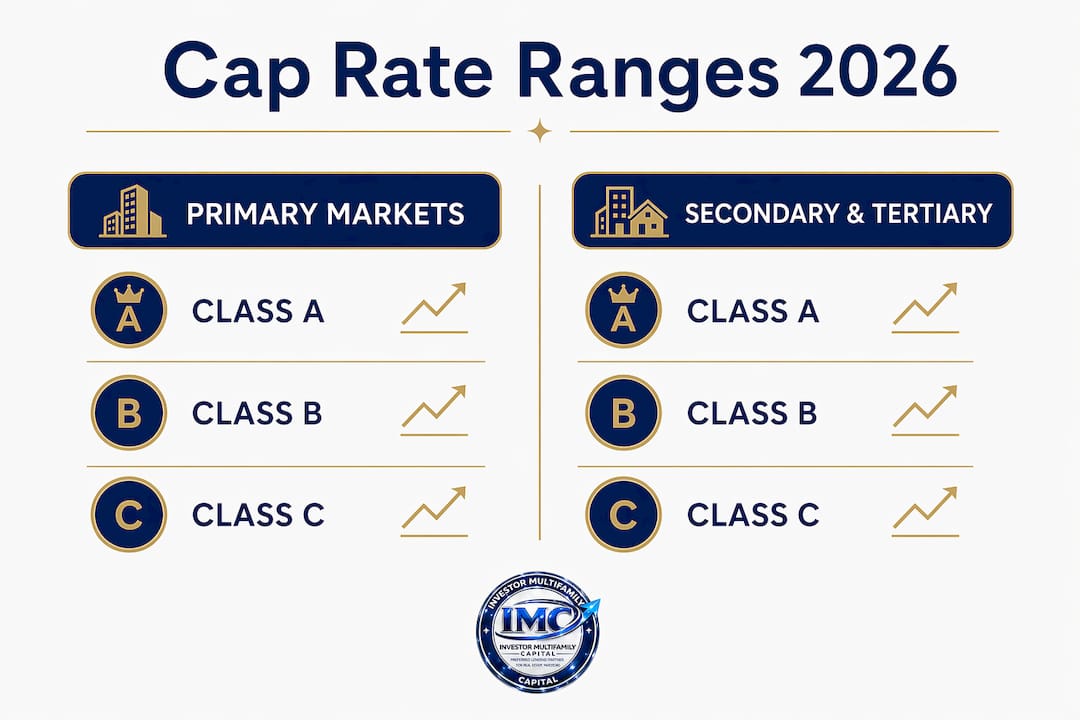 Infographic comparing cap rate ranges by market
