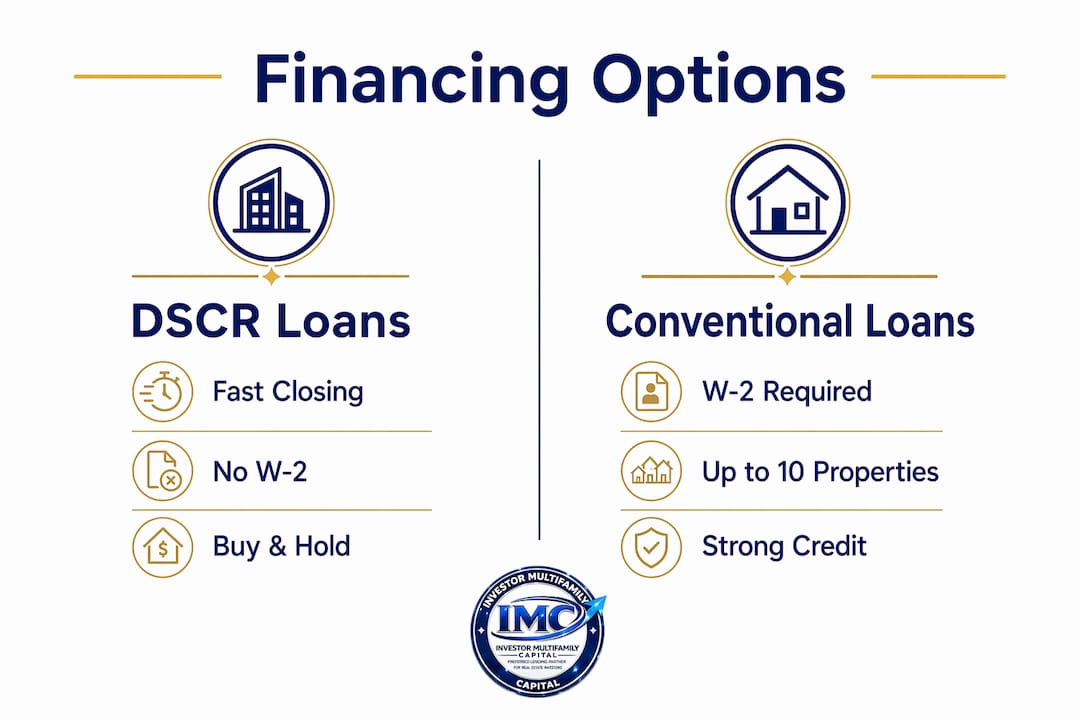 Infographic comparing DSCR and conventional loans