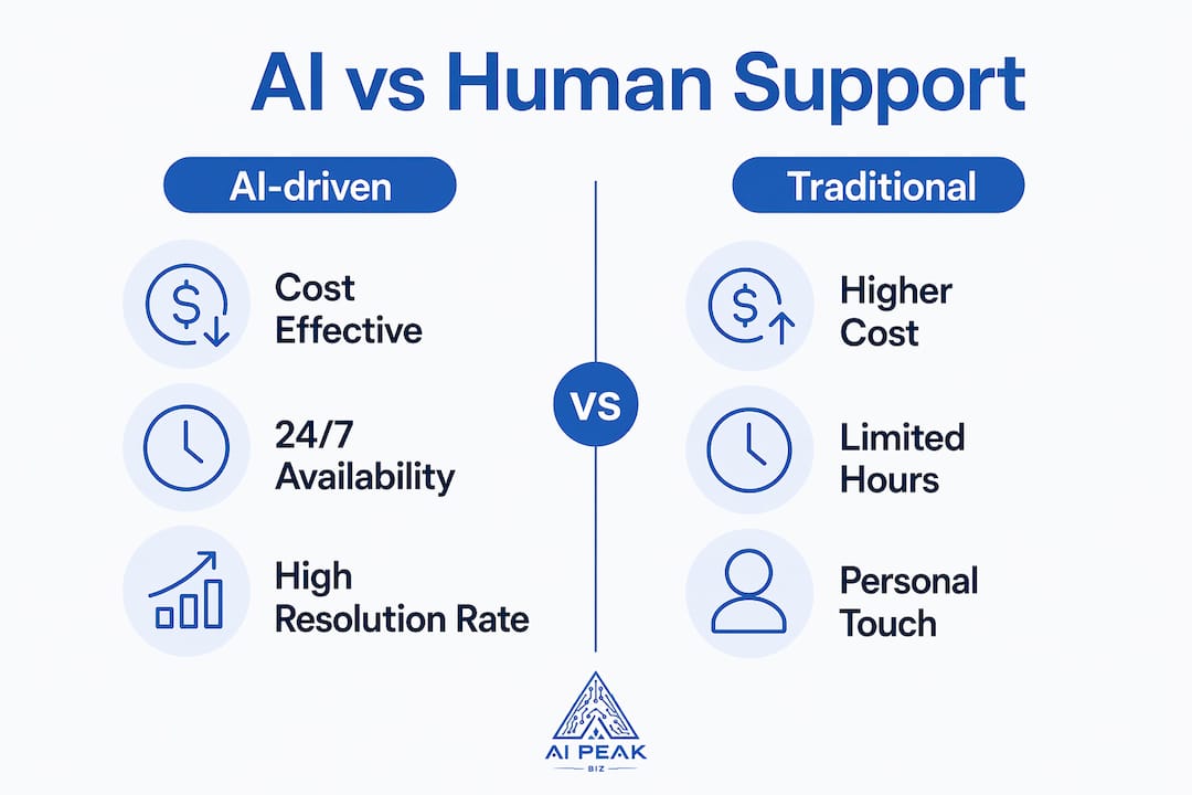 Infographic comparing AI-driven and traditional support