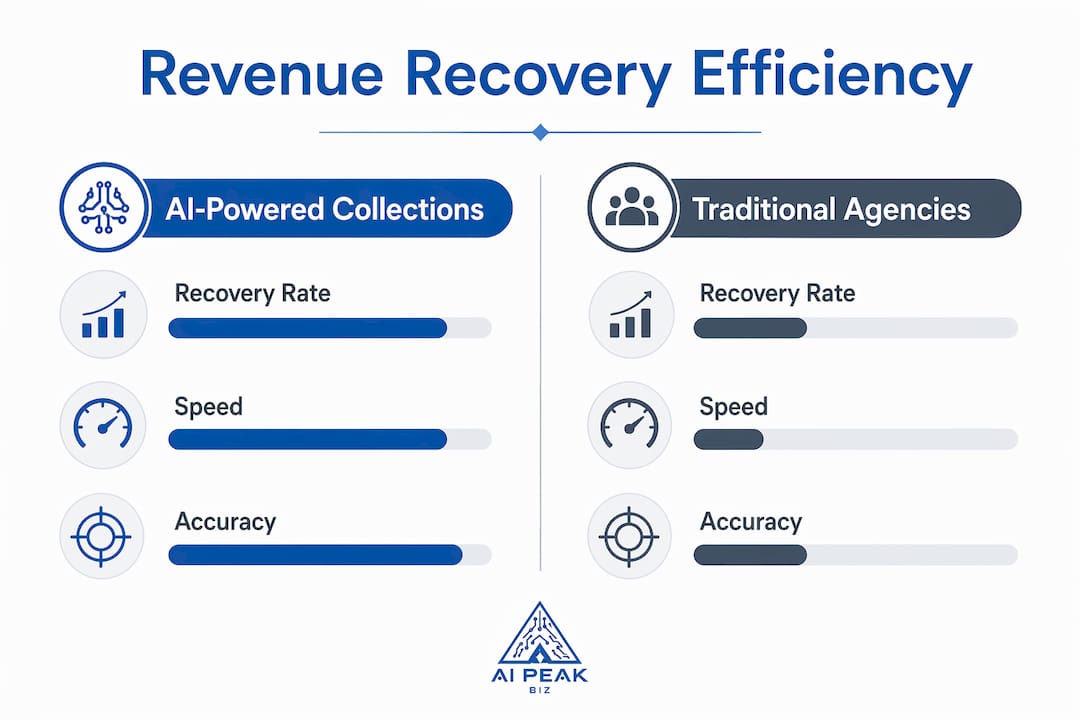 Infographic comparing AI and traditional revenue recovery