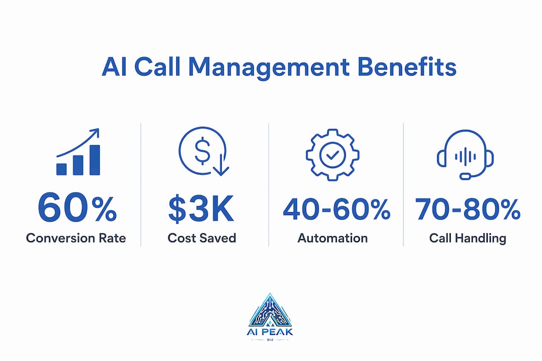 Infographic summarizing key AI call management statistics