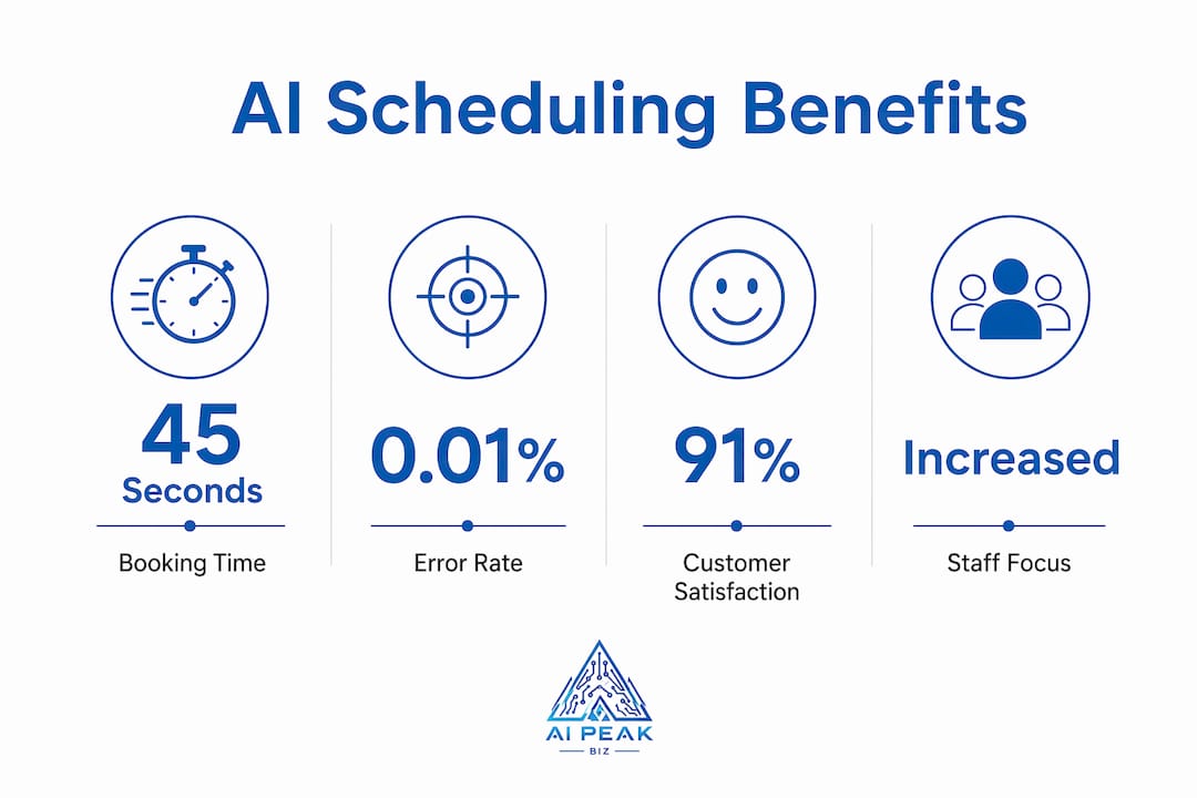 Infographic showing key AI scheduling benefits