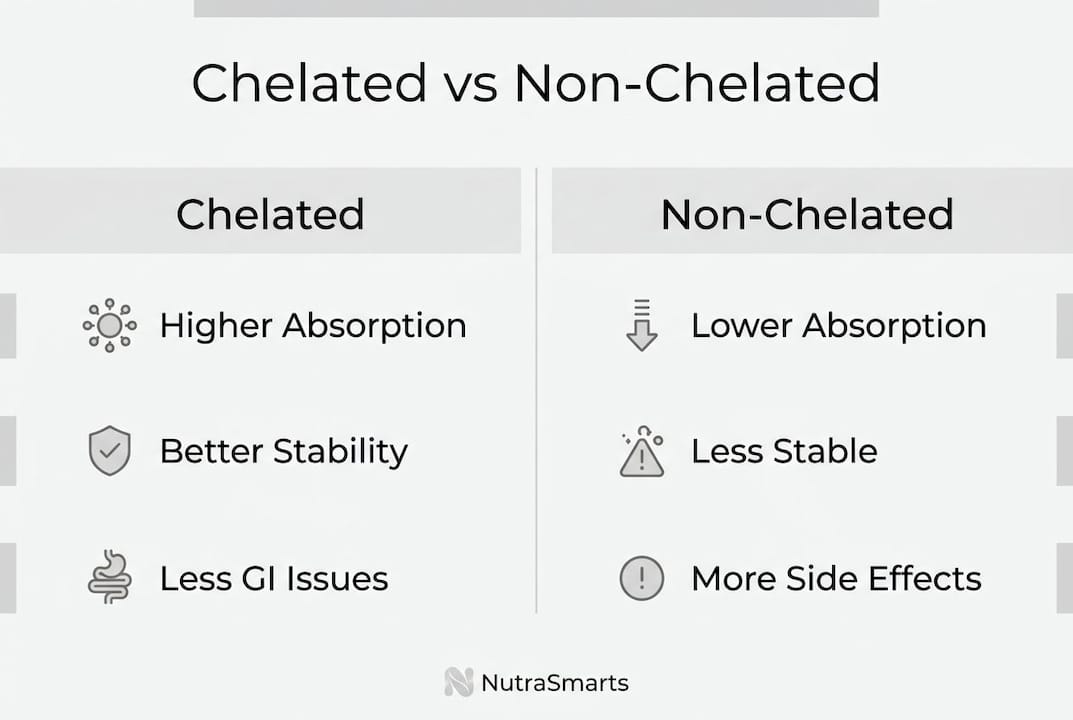 Infographic comparing chelated and non-chelated minerals