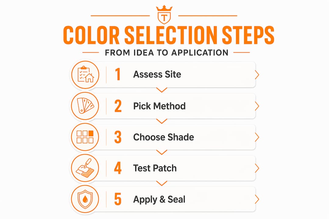 Step-by-step infographic on concrete color selection