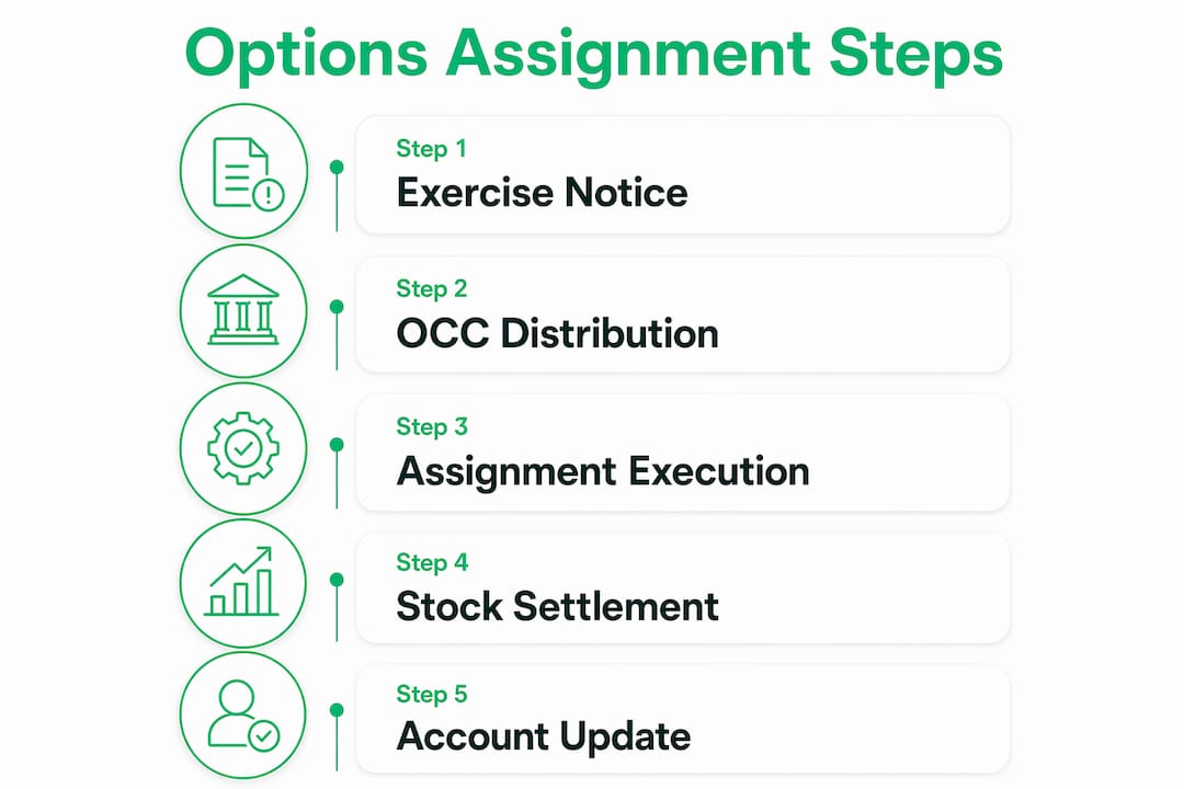 Infographic showing step-by-step options assignment process