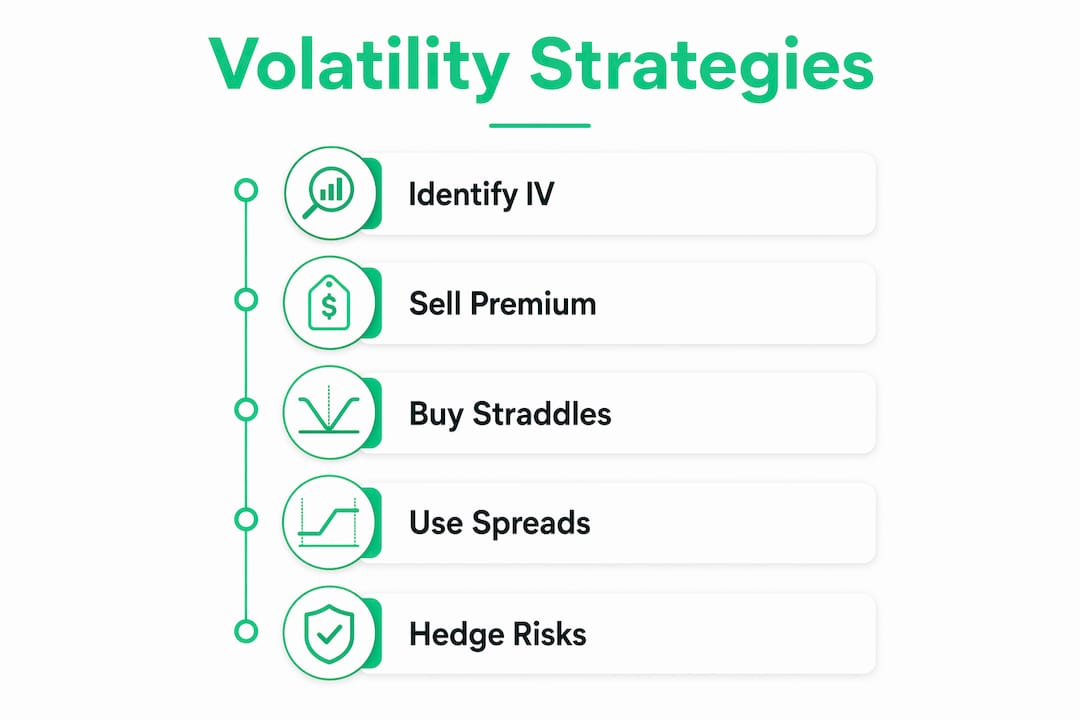 Infographic summarizing volatile market options strategies