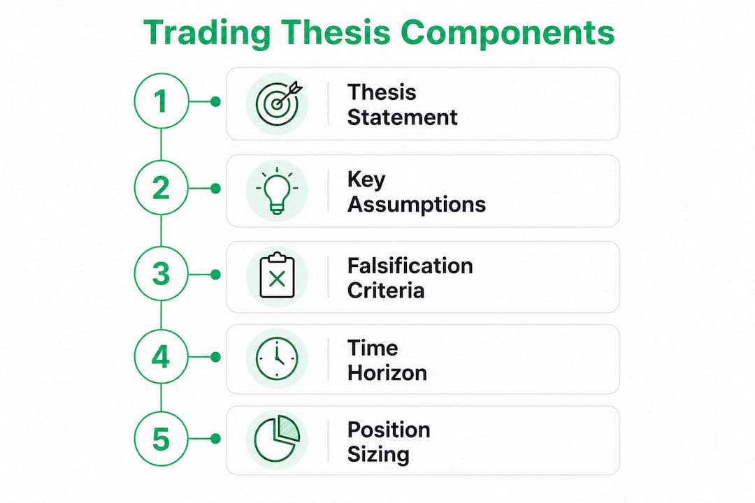 Infographic illustrating essential trading thesis components