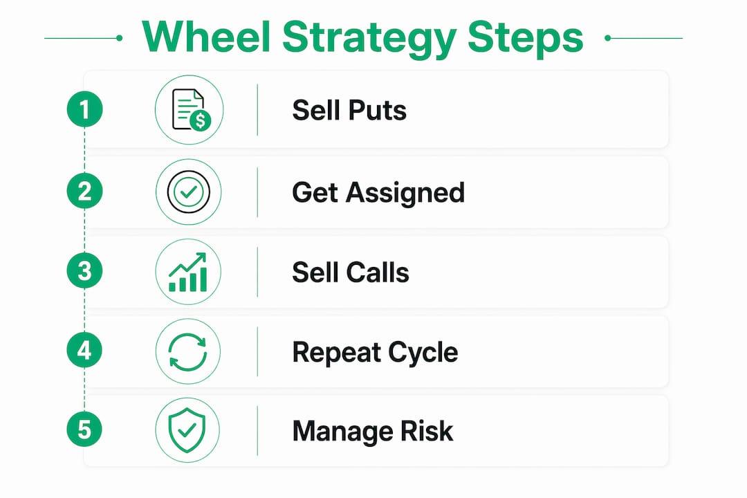 Infographic illustrating steps of the wheel strategy