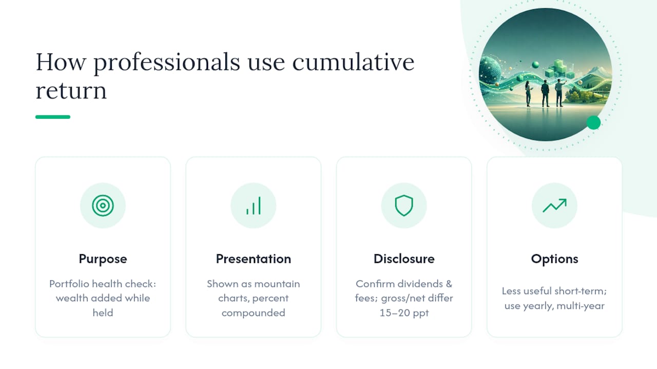 How professionals actually use cumulative return — overview diagram