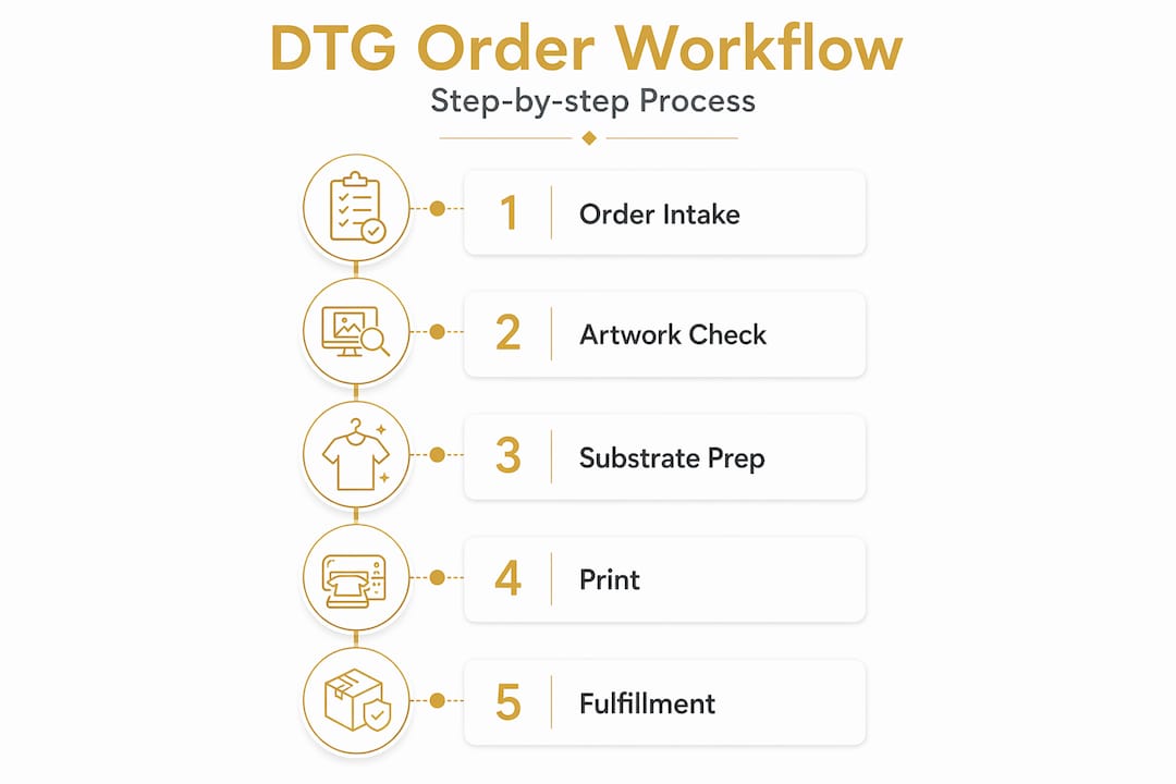 Infographic showing DTG order processing steps