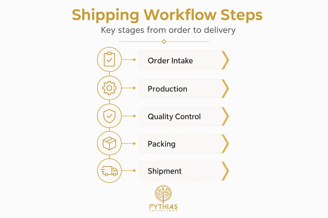 Infographic of garment shipping workflow steps