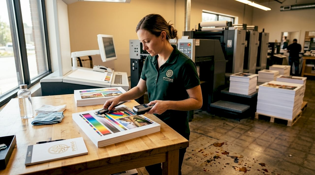 Print technician performing pre-flight proof checks