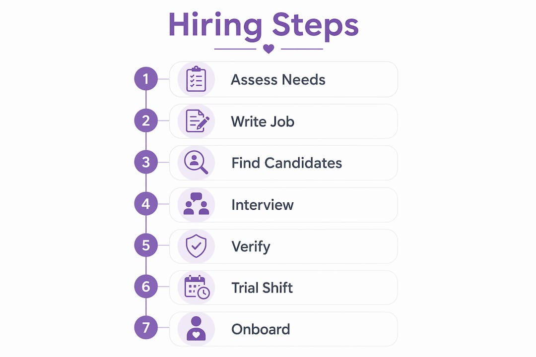 Infographic showing step-by-step hiring process