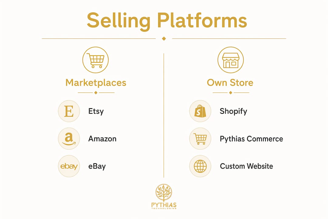 Infographic comparing selling platforms for art prints