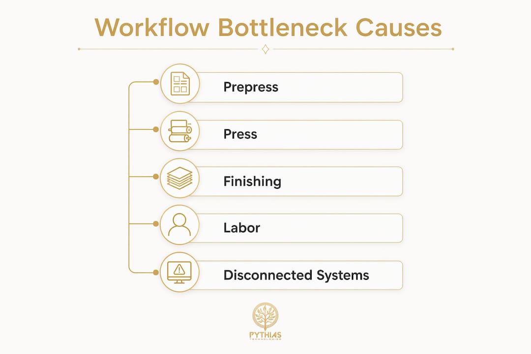 Infographic illustrating main workflow bottleneck causes