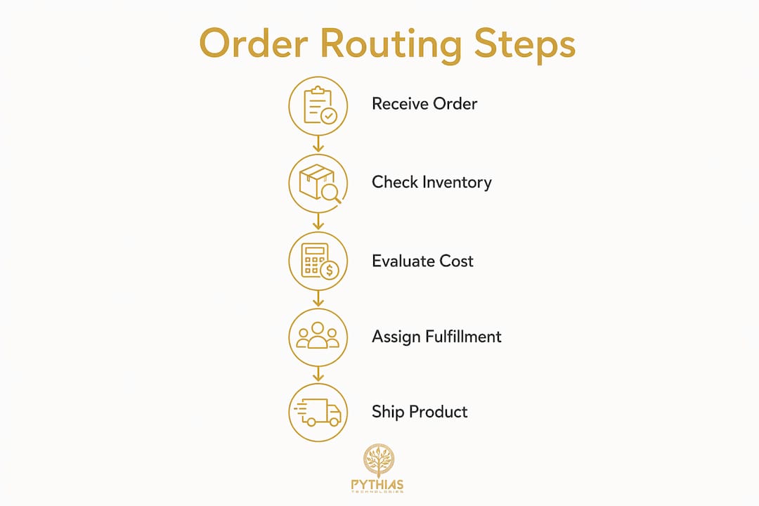 Infographic showing step-by-step order routing process