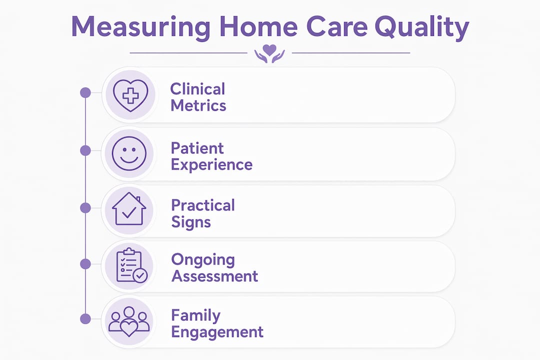 Infographic depicting steps measuring home care quality