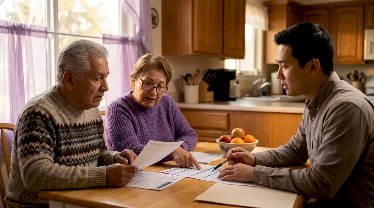Family reviewing Medicare eligibility documents