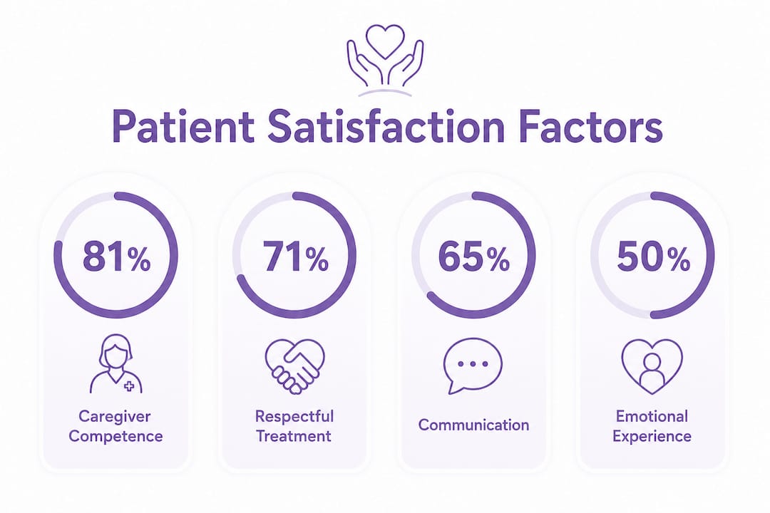 Infographic showing key factors influencing patient satisfaction