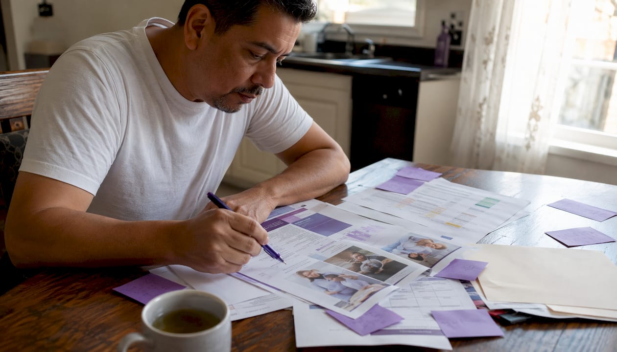 Man comparing Michigan home care provider charts