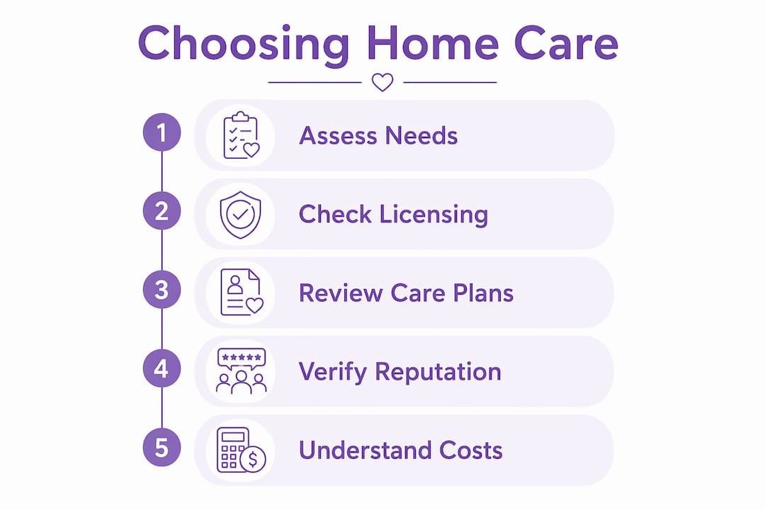 Infographic outlining steps to choose home care provider