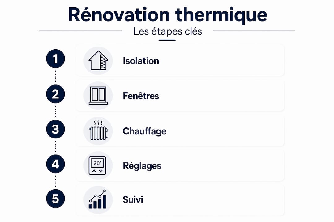 Infographie : les étapes incontournables pour réussir la rénovation énergétique de votre logement