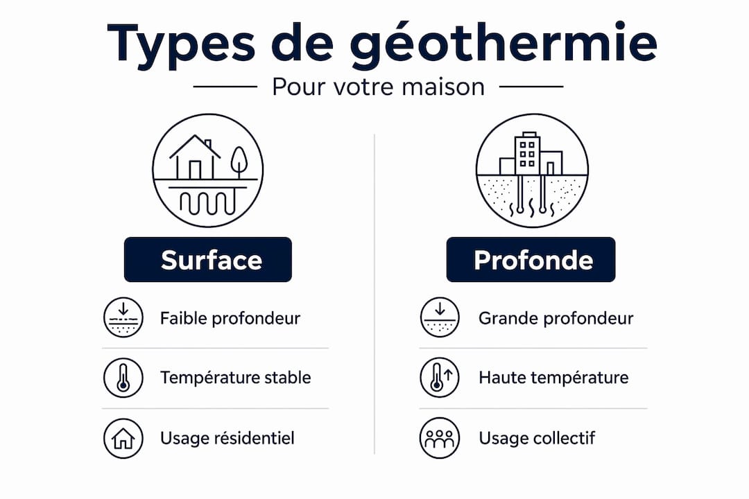 Infographie : quelles différences entre géothermie superficielle et géothermie profonde ?