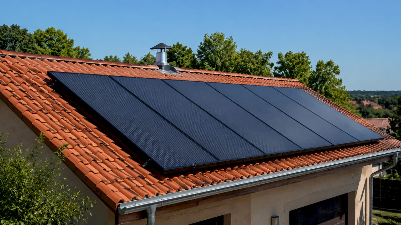 Panneaux solaires thermiques posés sur la toiture