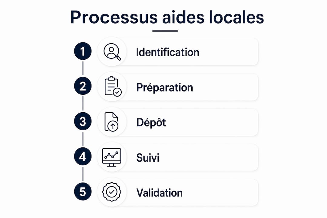 Schéma explicatif du parcours d’obtention des aides locales pour la rénovation énergétique