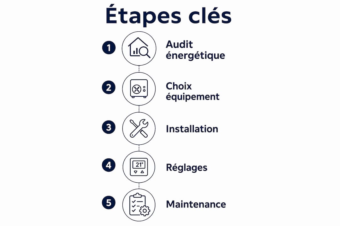 Infographie : les grandes étapes pour concevoir et installer un système hybride