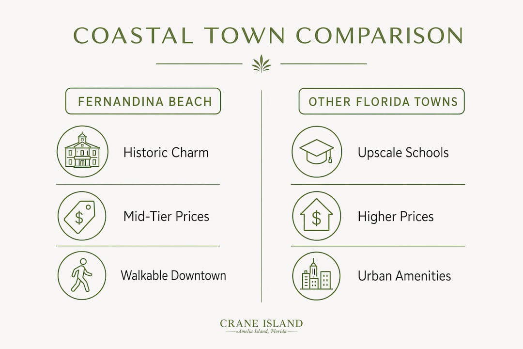 Infographic comparing Fernandina Beach with other coastal towns