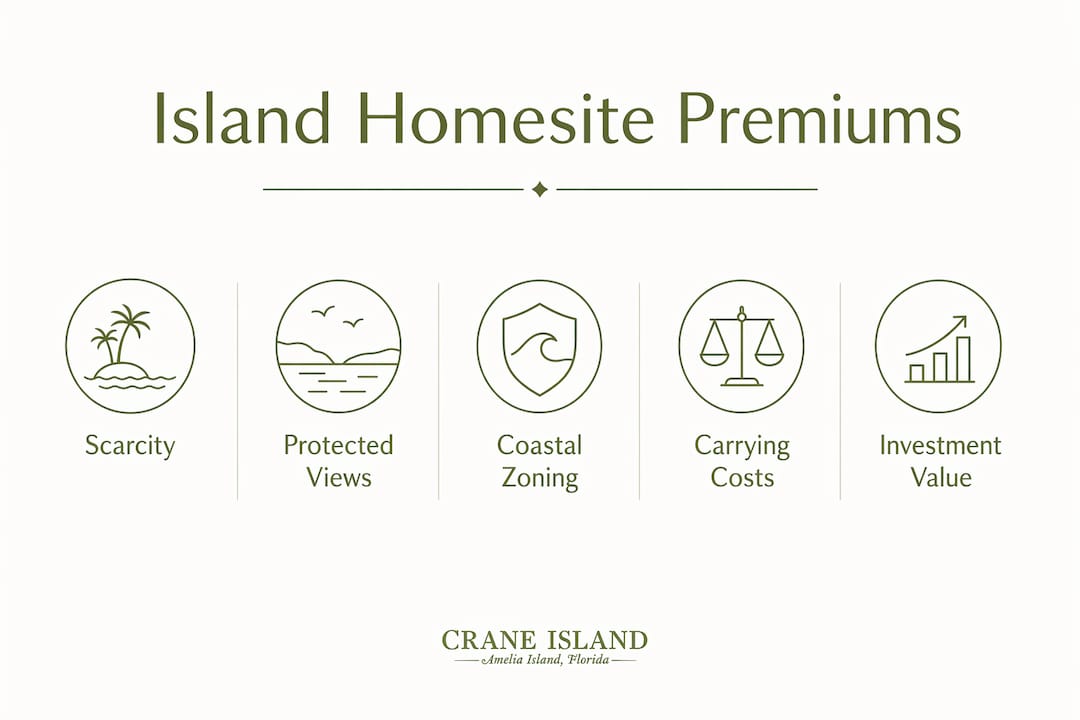 Infographic showing key factors driving island homesite premiums
