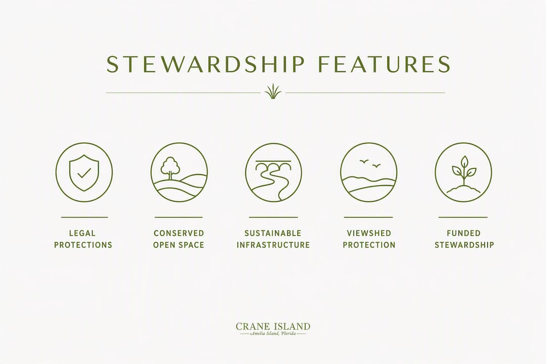Infographic showing core features of stewardship communities