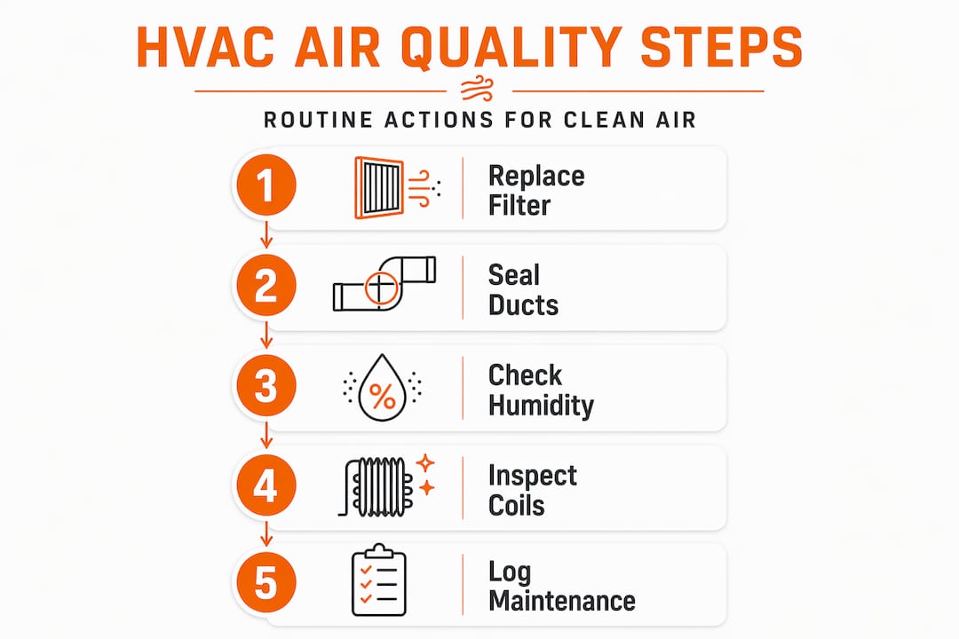 Infographic routine HVAC steps for air quality