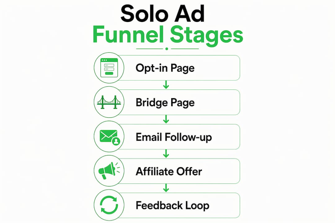 Vertical flow infographic of funnel stages