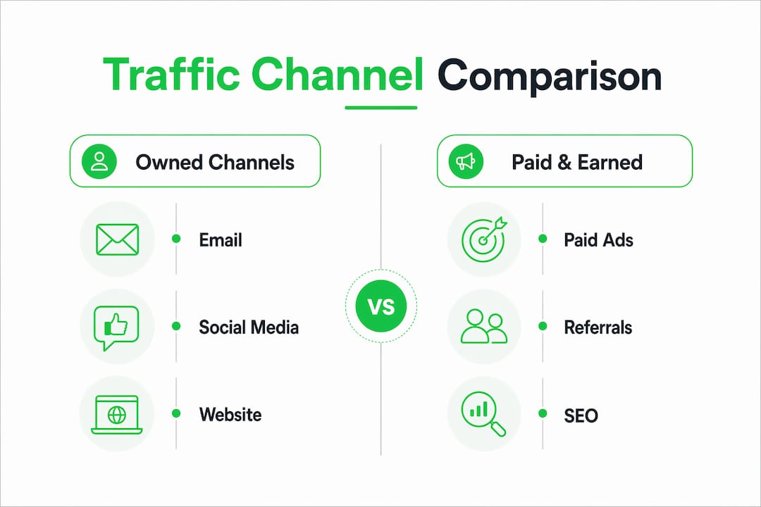 Infographic comparing affiliate traffic channels