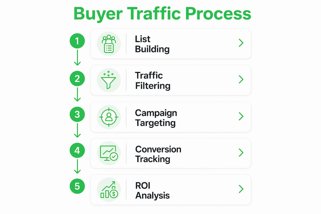 Infographic depicting buyer traffic process steps