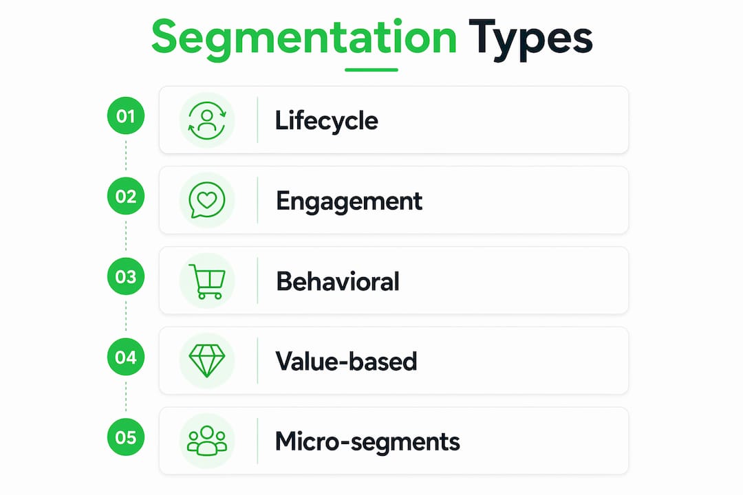 Infographic illustrating five segment types