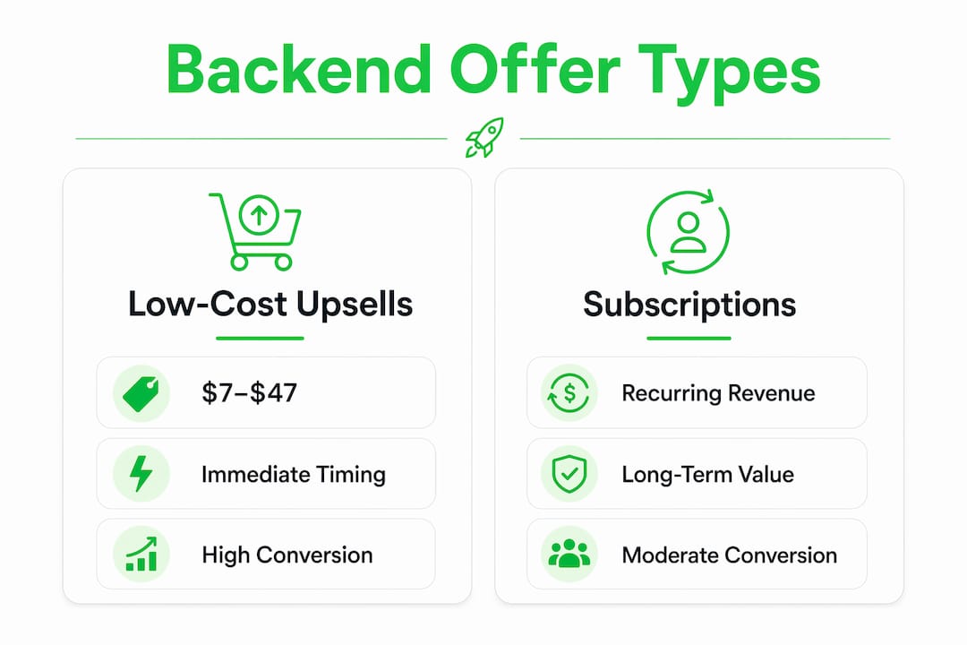 Infographic comparing backend offer types