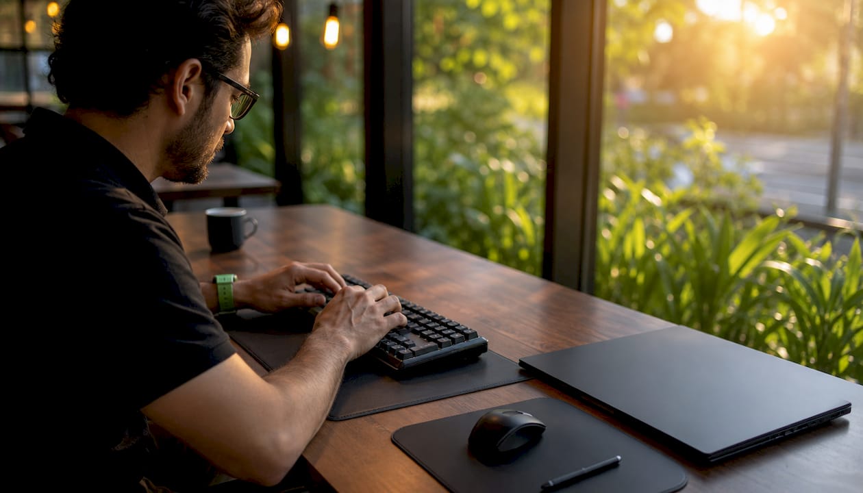 Hands typing on keyboard testing funnel