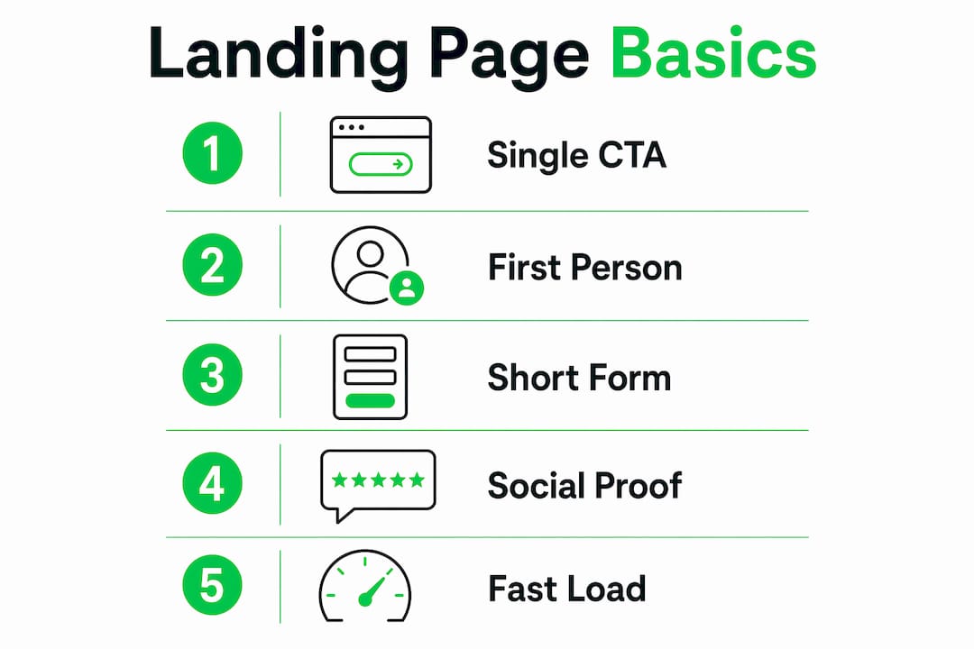 Infographic showing landing page best practices steps