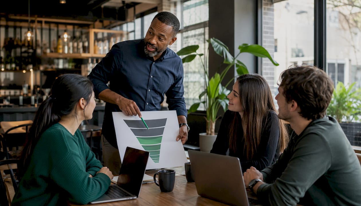 Marketing manager presenting conversion examples