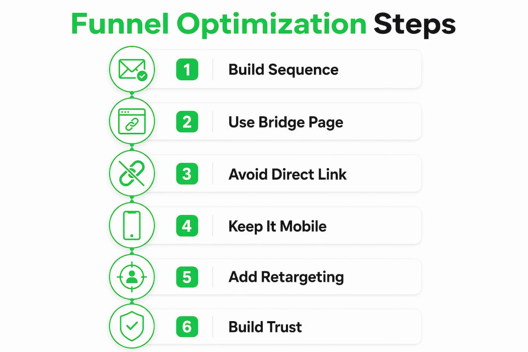 Infographic of solo ad funnel optimization steps