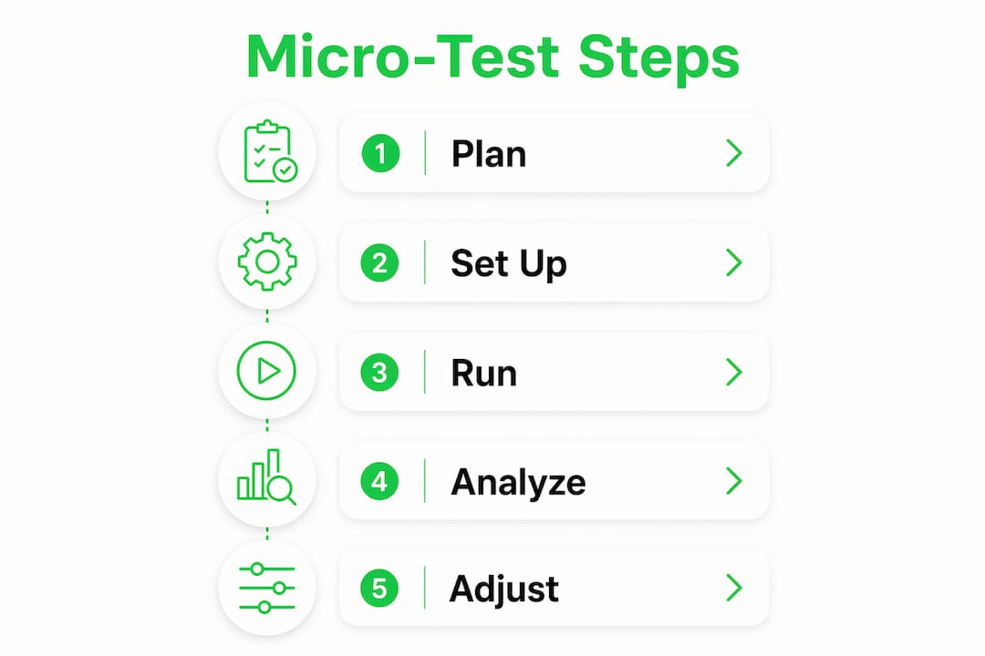 Infographic displaying five steps for running micro-tests