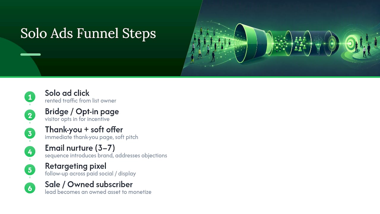Solo ad traffic funnel from click to sale