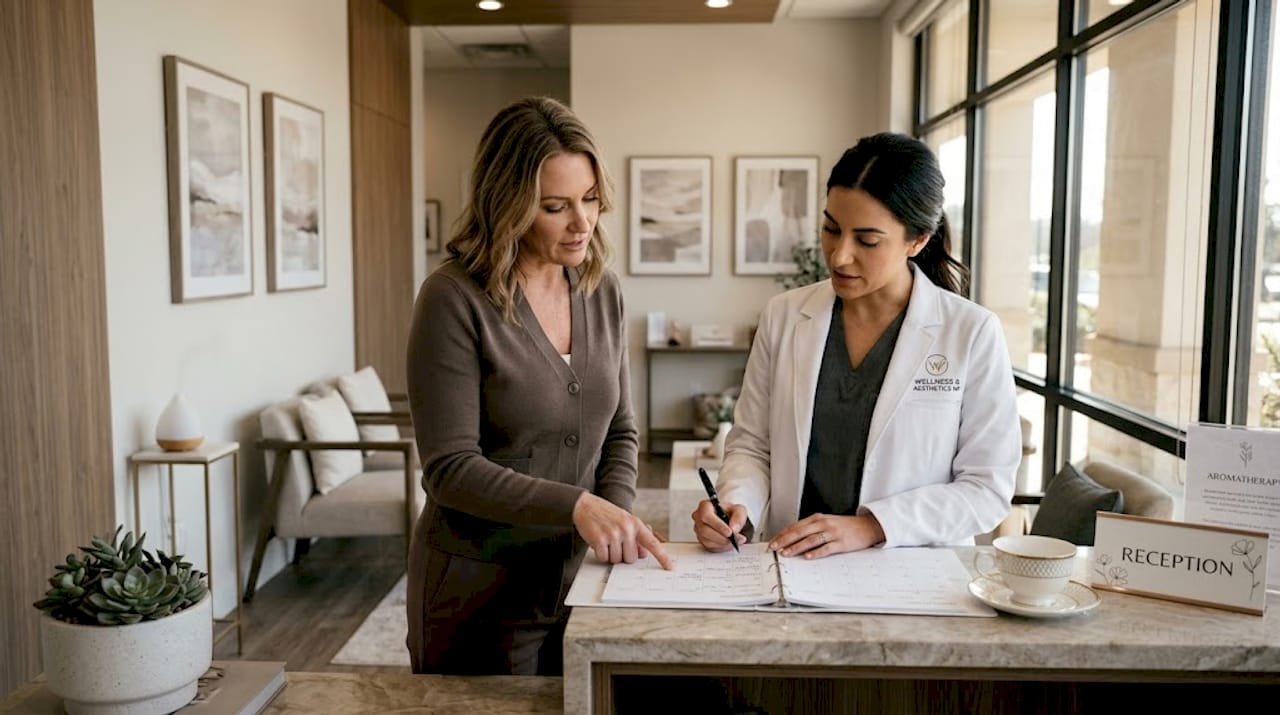 Beauty and medical staff planning treatment schedules