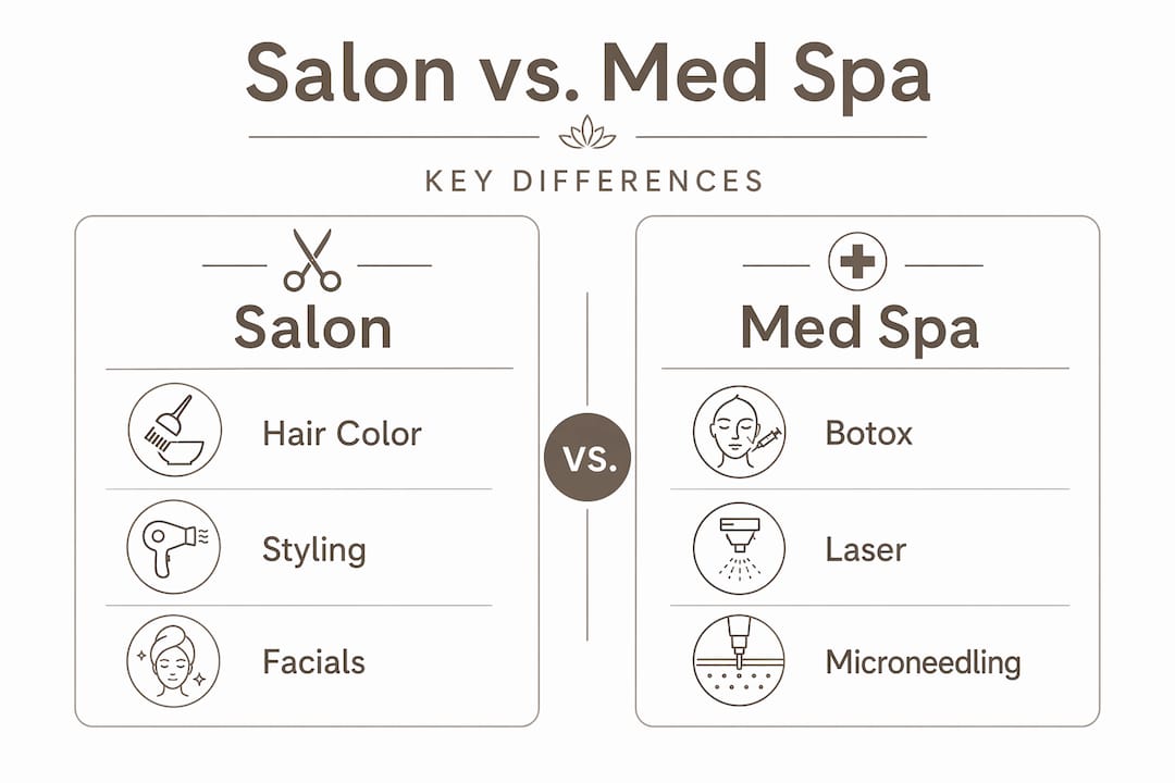 Infographic comparing salon and med spa services